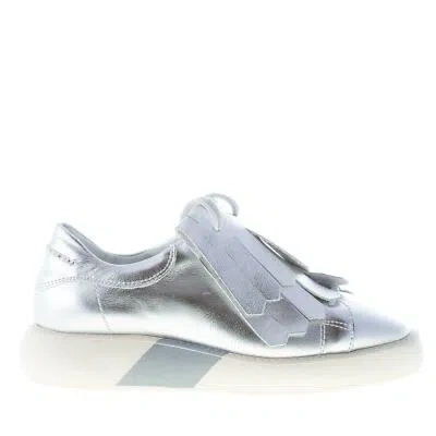 MANUEL BARCELO' MANUEL BARCELO' DAMEN SCHUHE SHOES SILVER LEATHER EMERALD SNEAKER MAXI-FRINGE