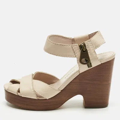MARC JACOBS BEIGE LEATHER ANKLE STRAP SANDALS SIZE 36.5