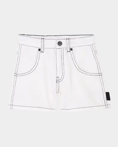 MARC JACOBS GIRL'S CONTRAST-STITCH COTTON TWILL SHORTS