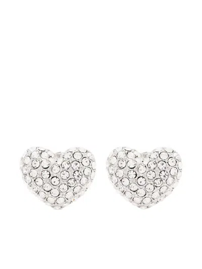 MARC JACOBS WOMEN SILVER CRYSTAL STUD EARRINGS, ONESIZE LUXURY EARRINGS FOR WOMEN DARVEYS