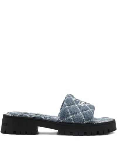 MARC JACOBS THE QUILTED DENIM SLIDES