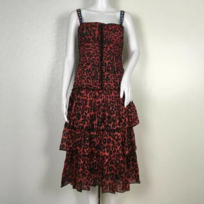 MARC JACOBS MARC JACOBS WOMAN DRESS ANIMAL PRINT BRIGHT RED BLACK LEOPARD SZ 0 DMS28