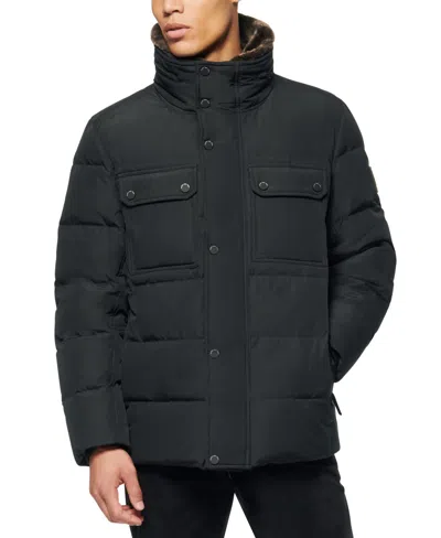 MARC NEW YORK MEN'S GODWIN QUILTED TRUCKER JACKET WITH REMOVABLE FAUX-FUR TRIM