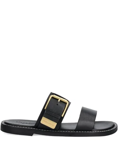 MARC O'POLO BUCKLED LEATHER SLIDES