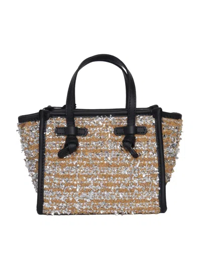 MARCELLA GIANNI CHIARINI LEATHER AND FABRIC BAG