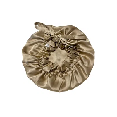 MARCHE' DU LUXE WOMEN'S GOLD PURE SILK DOUBLE LAYERED ADJUSTABLE TIES CAP CHAMPAGNE