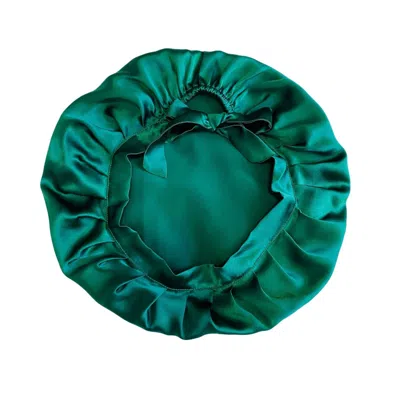 MARCHE' DU LUXE WOMEN'S GREEN PURE SILK SINGLE LAYER LONG TIE EMERALD SILK CAP