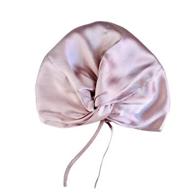 MARCHE' DU LUXE WOMEN'S DOUBLE LAYER PURE SILK TWISTED TURBAN STYLE ADJUSTABLE CAP PEARL PINK
