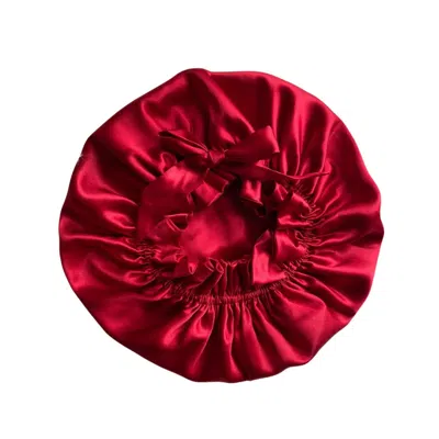 MARCHE' DU LUXE WOMEN'S PURE SILK DOUBLE LAYER LONG TIE CAP WINE RED