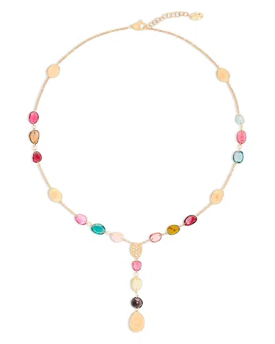 MARCO BICEGO 18K YELLOW GOLD LUNARIA TOURMALINE MULTICOLOR TOURMALINE & DIAMOND LARIAT NECKLACE, 16.5-18