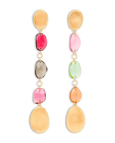 MARCO BICEGO 18K YELLOW GOLD LUNARIA TOURMALINE MULTICOLOR TOURMALINE LONG DROP EARRINGS
