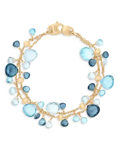 MARCO BICEGO 18K YELLOW GOLD PARADISE TOPAZ LONDON BLUE & SWISS BLUE DOUBLE STRAND BRACELET