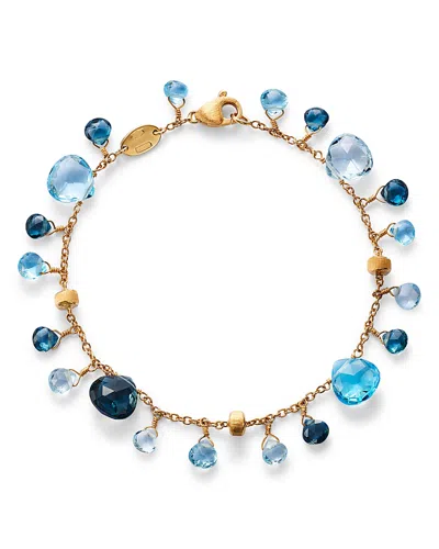 MARCO BICEGO 18K YELLOW GOLD PARADISE TOPAZ SWISS BLUE & LONDON BLUE TOPAZ DANGLE BRACELET