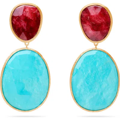 MARCO BICEGO MARCO BICEGO LUNARIA THULITE & TURQUOISE DROP EARRINGS