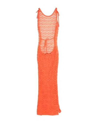 MARCO RAMBALDI MARCO RAMBALDI WOMAN MAXI DRESS ORANGE SIZE M VISCOSE, POLYAMIDE