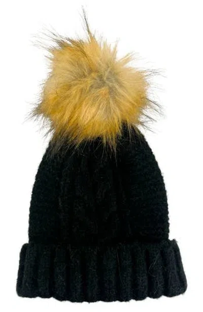 MARCUS ADLER MARCUS ADLER FAUX FUR POM CABLE KNIT BEANIE