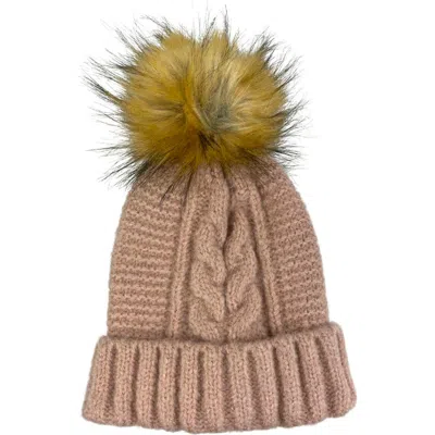 MARCUS ADLER MARCUS ADLER FAUX FUR POM CABLE KNIT BEANIE