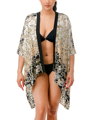 MARCUS ADLER OMBRE FLORAL KIMONO COVER-UP