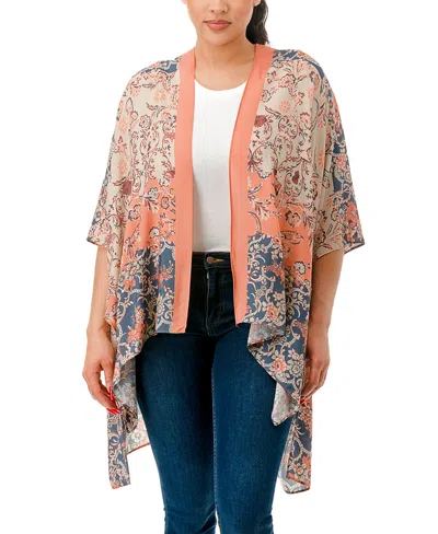 MARCUS ADLER OMBRE FLORAL KIMONO COVER-UP