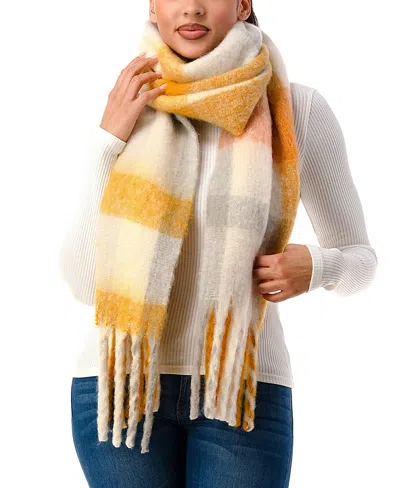 MARCUS ADLER WOMEN'S PLAID FRINGE-TRIM BLANKET SCARF