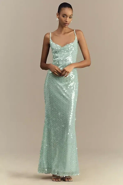 MARE MARE KASSIDY COWL-NECK STRETCH SEQUIN MAXI DRESS