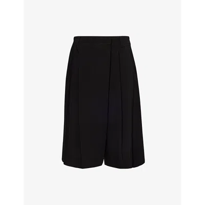 MARELLA WOMENS BLACK ACCESO HIGH-RISE WOOL-BLEND CULOTTE SHORTS