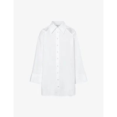 MARELLA WOMENS OPTICAL WHITE GARDENA OVERSIZED-FIT COTTON SHIRT