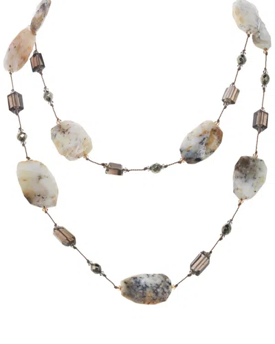 MARGO MORRISON MARGO MORRISON SILVER DENDRITE OPAL, PYRITE, SMOKY QUARTZ NECKLACE