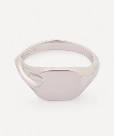 MARIA BLACK MARIA BLACK WHITE RHODIUM PLATED EDAN SIGNET RING