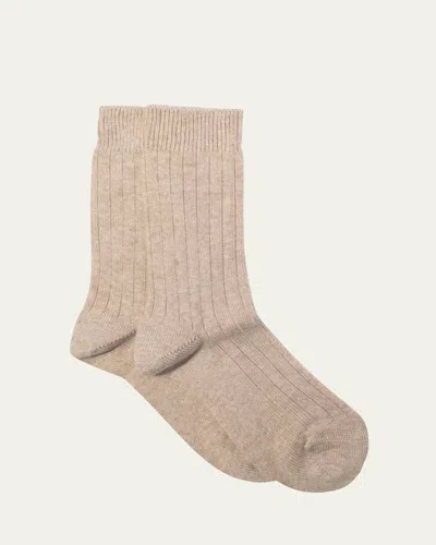 MARIA LA ROSA RIBBED CASHMERE CREW SOCKS