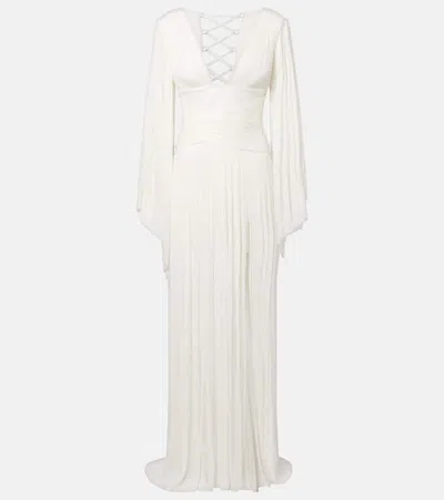 MARIA LUCIA HOHAN ALANA B PLISSÉ SILK MAXI DRESS
