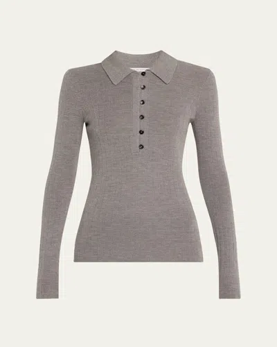 MARIA MCMANUS KISSING PLACKET POLO MERINO WOOL TOP