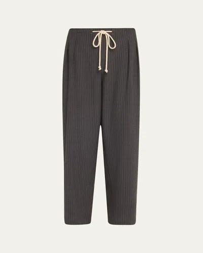 MARIA MCMANUS PINSTRIPE COSY DRAWSTRING WOOL PANTS