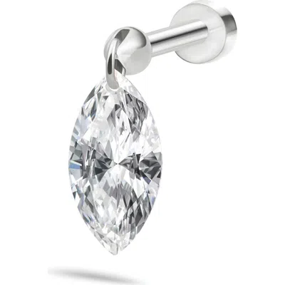 MARIA TASH MARIA TASH FLOATING MARQUISE DIAMOND SINGLE CHARM THREADED STUD EARRING