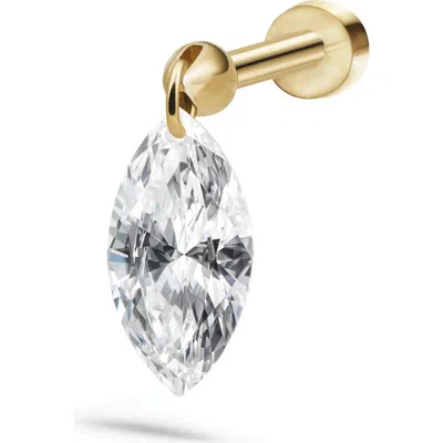 MARIA TASH MARIA TASH FLOATING MARQUISE DIAMOND SINGLE CHARM THREADED STUD EARRING