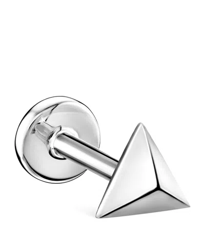 MARIA TASH WHITE GOLD FACETED TRIANGLE THREADED STUD EARRING