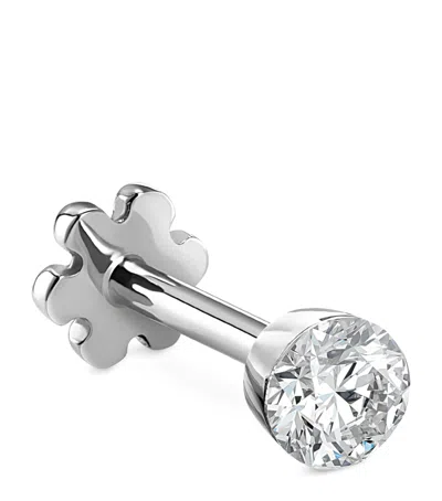 MARIA TASH WHITE GOLD INVISIBLE SET DIAMOND THREADED STUD EARRING