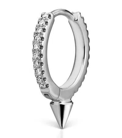 MARIA TASH WHITE GOLD SINGLE SHORT SPIKE DIAMOND ETERNITY HOOP EARRING