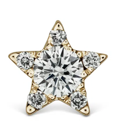 MARIA TASH MARIA TASH YELLOW GOLD DIAMOND STAR THREADED STUD EARRING