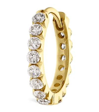MARIA TASH YELLOW GOLD INVISIBLE SET DIAMOND ETERNITY HOOP EARRING