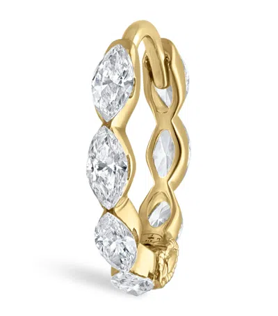 MARIA TASH YELLOW GOLD INVISIBLE SET DIAMOND MARQUISE ETERNITY HOOP EARRING