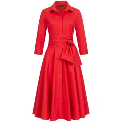 MARIANNA DÉRI WOMEN'S RED SHIRTDRESS WITH TIE BELT