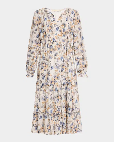 MARIE OLIVER DEMI TIERED FLORAL-PRINT MIDI DRESS