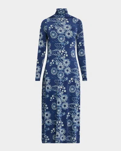 MARIE OLIVER PAXTON FLORAL-PRINT TURTLENECK MIDI DRESS