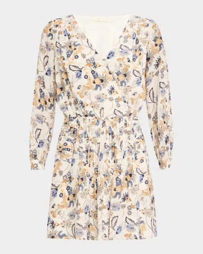 MARIE OLIVER VERA PINTUCK FLORAL-PRINT SILK DRESS