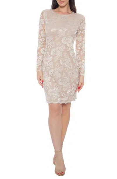 MARINA MARINA LACE LONG SLEEVE BODY-CON DRESS