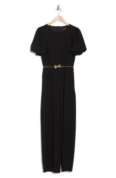 MARINA MARINA PUFF SLEEVE BELTED JUMPSUIT