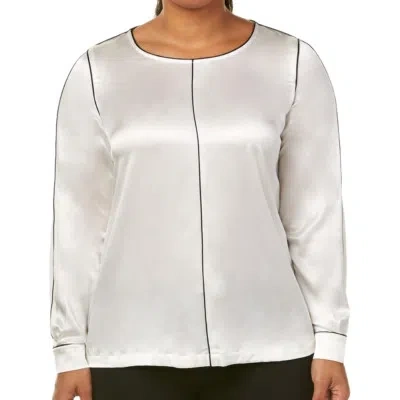 MARINA RINALDI MARINA RINALDI DAMEN WEISS BAMBU PASPELIERT DETAIL BLUSE
