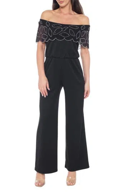MARINA MARINA SCALLOPED OFF THE SHOULDER JUMPSUIT