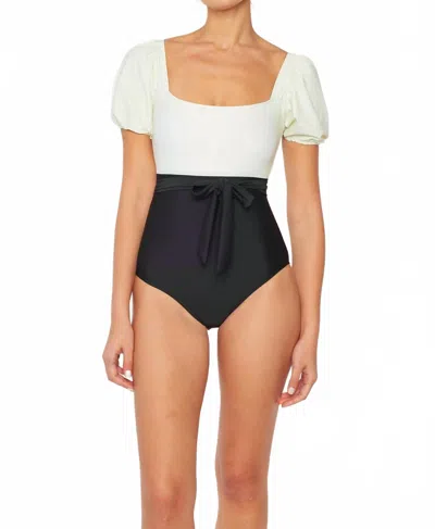 MARINA WEST SWIM PUFF SLEEVE ONE PIECE IN CREAM BLACK